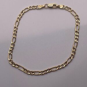 10K Gold Figaro Bracelet 7” Italy Lobster Clasp Lightweight 1g